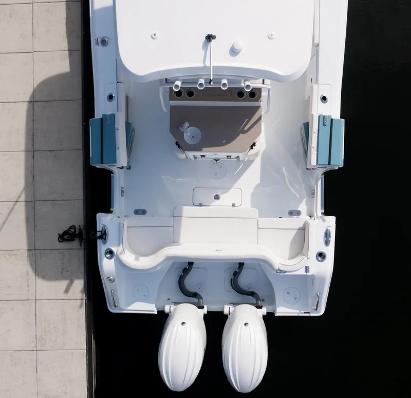 Slide: The Image of Aerial view of 2025 Sea Hunt Ultra 275 SE boat docked. - 26