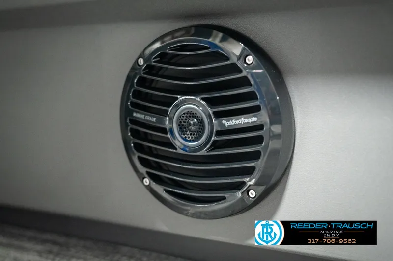 Slide: The Image of Marine-grade speaker on 2025 Bennington 168SF boat, featuring Rockford Fosgate audio. - 40