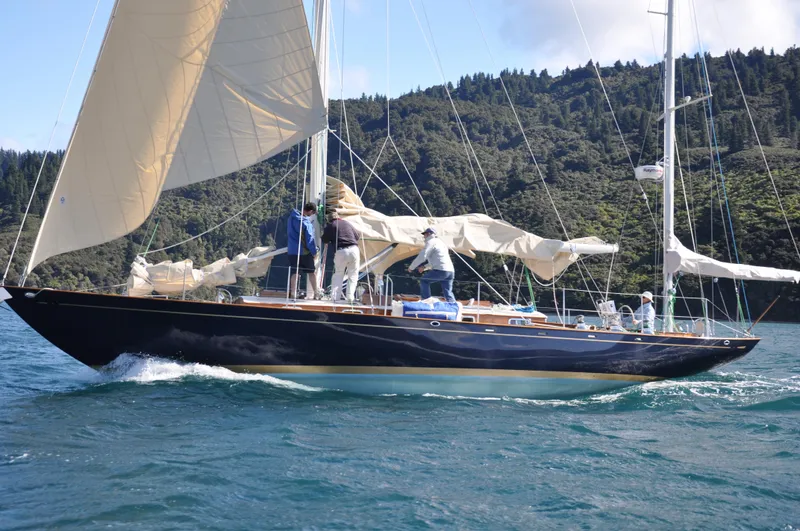 Slide: The Image of Sailing yacht Sparkman & Stephens S&S 45, 2010 model, cruising on blue waters. - 10