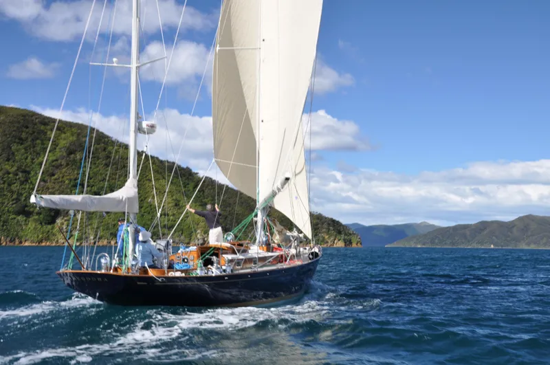 Slide: The Image of Sailing yacht Sparkman & Stephens S&S 45, 2010 model, cruising in scenic waters. - 15