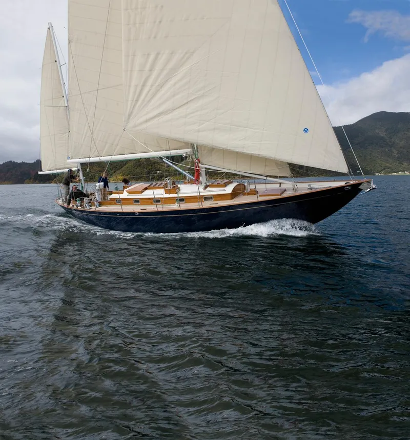 Slide: The Image of Sailing yacht Sparkman & Stephens S&S 45, 2010 model, gliding on open water. - 18