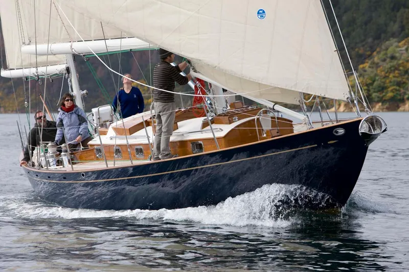 Slide: The Image of Sailing yacht Sparkman & Stephens S&S 45, 2010 model, cruising on calm waters. - 2