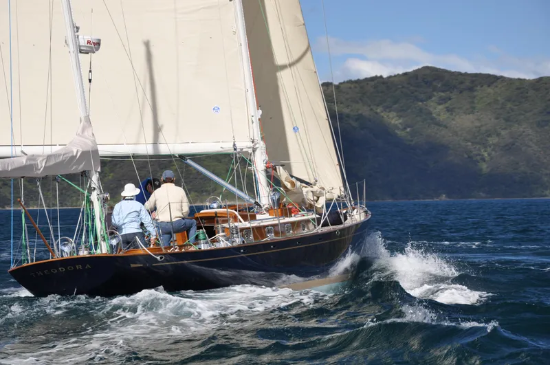 Slide: The Image of Sailing yacht Sparkman & Stephens S&S 45, 2010 model, navigating ocean waters with crew onboard. - 20