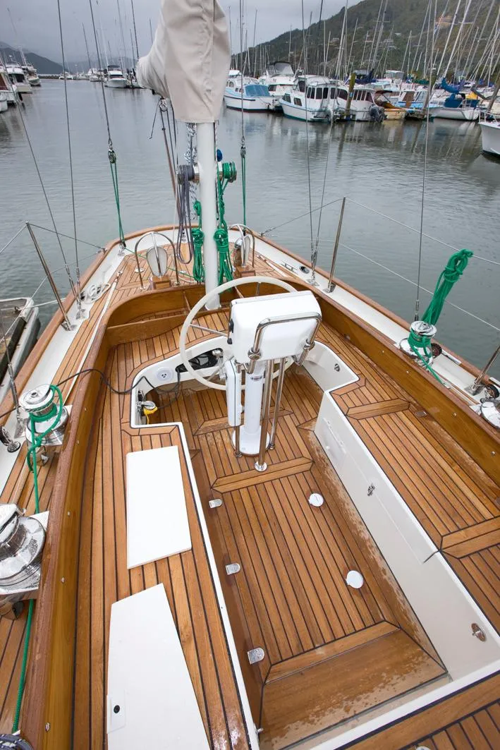 Slide: The Image of Sailing yacht deck, Sparkman & Stephens S&S 45, 2010 model, docked in marina. - 47