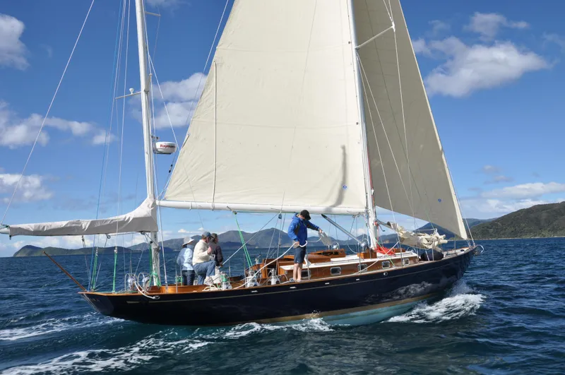 Slide: The Image of Sailing yacht Sparkman & Stephens S&S 45, 2010 model, cruising on open water under clear skies. - 9