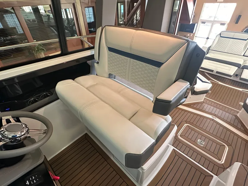 Slide: The Image of Luxurious interior seating of 2022 Tiara Yachts 43 LE with elegant design and premium materials. - 23