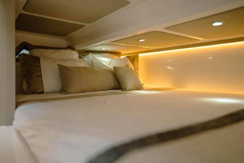 Slide: The Image of Luxurious cabin interior of 2025 NHD 315 Open Deck with ambient lighting. - 21