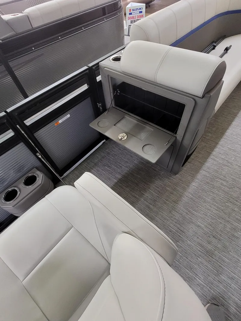 Slide: The Image of 2025 Quest 22 LE interior with sleek seating and built-in storage compartment. - 14
