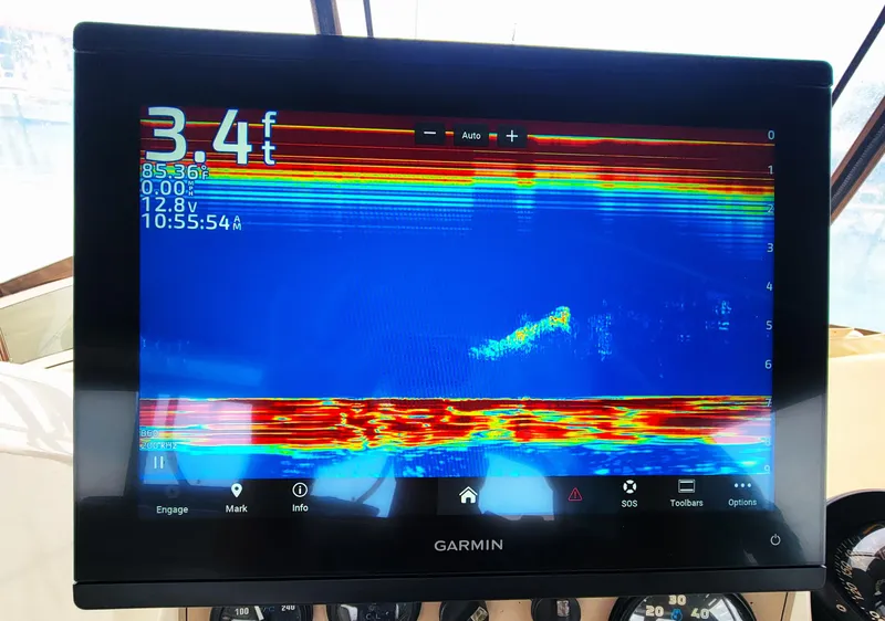 Slide: The Image of Garmin sonar display on 1999 Carver 356 Aft Cabin Motor Yacht. - 16