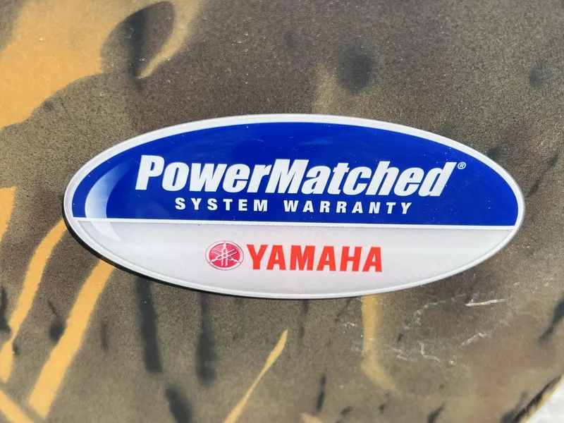 Slide: The Image of Yamaha PowerMatched System Warranty sticker on G3 Sportsman 1610 Vinyl, 2025 model. - 24