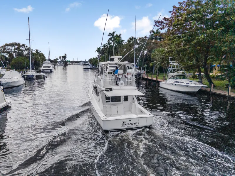 Slide: The Image of 2008 Tiara Yachts 3900 Convertible cruising on a scenic waterway. - 21