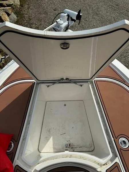 Slide: The Image of Open storage compartment on 2016 SeaVee 270Z boat deck. - 16