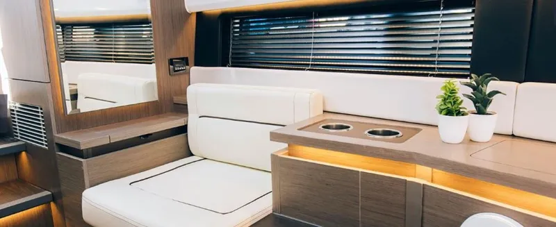 Slide: The Image of Luxurious interior of 2025 Wellcraft 38 Explorer yacht with modern seating and decor. - 7