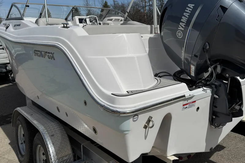 Slide: The Image of 2024 Sea Fox 226 Traveler boat with Yamaha engine on trailer. - 13
