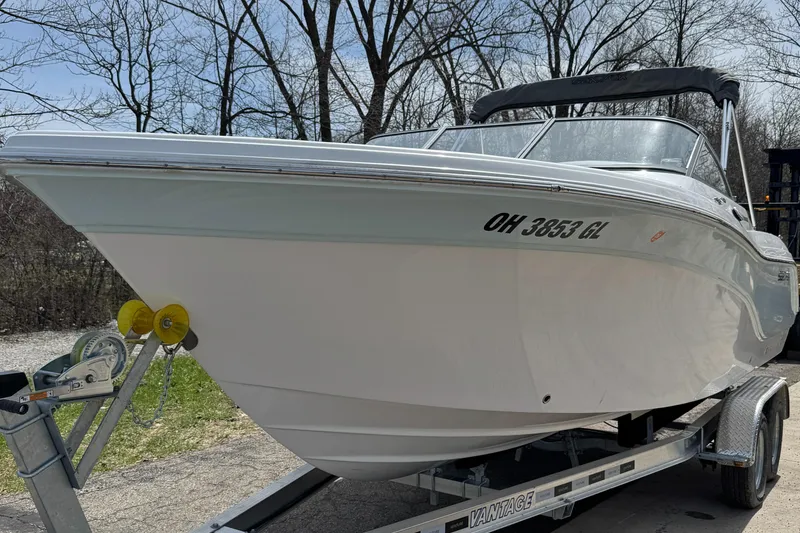 Slide: The Image of 2024 Sea Fox 226 Traveler boat on trailer, parked outdoors. - 8