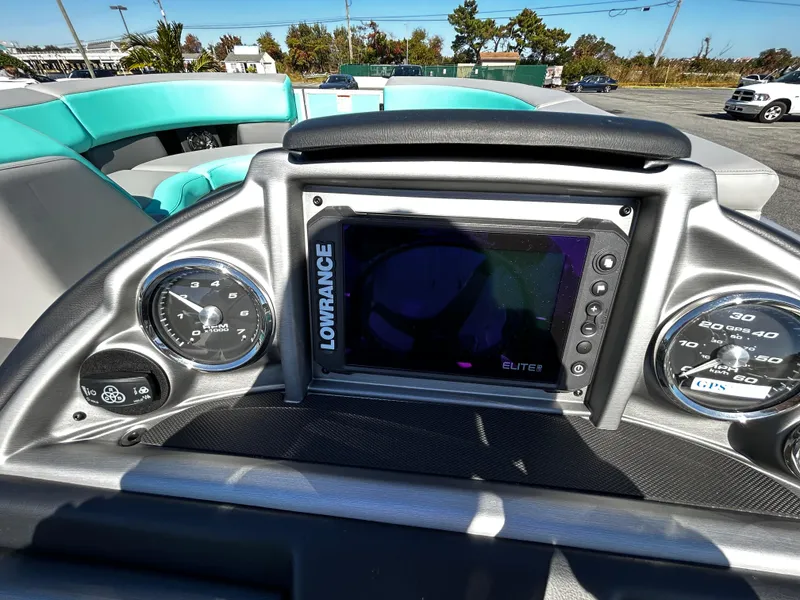 Slide: The Image of Dashboard of 2025 Berkshire 23RFX STS 3.0 boat with Lowrance Elite display. - 8
