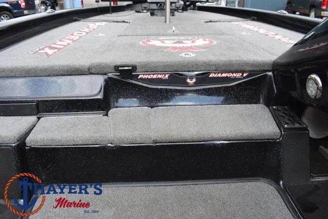 Slide: The Image of 2017 Phoenix Bass Boats 920 ProXP interior with Thayer's Marine branding. - 20