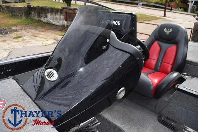 Slide: The Image of 2017 Phoenix Bass Boats 920 ProXP interior with red and black seating, Lowrance electronics. - 26