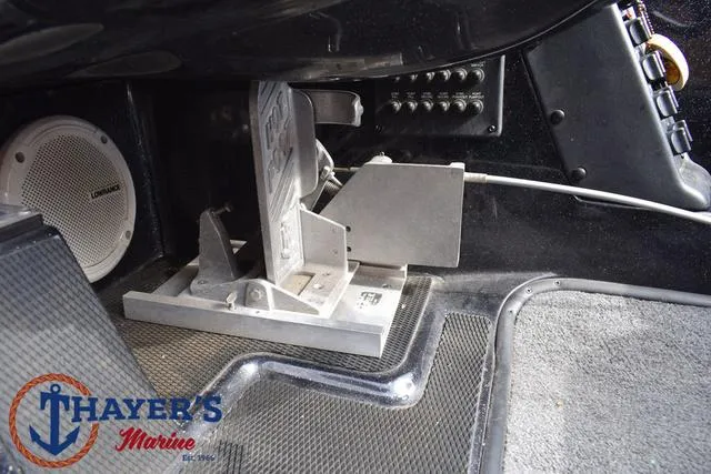 Slide: The Image of 2017 Phoenix Bass Boats 920 ProXP interior with foot pedal and speaker. - 29