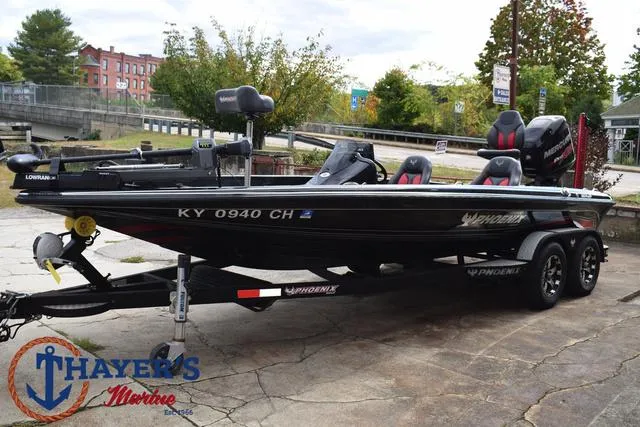 Slide: The Image of 2017 Phoenix Bass Boats 920 ProXP on trailer, parked outdoors at Thayer's Marine. - 8