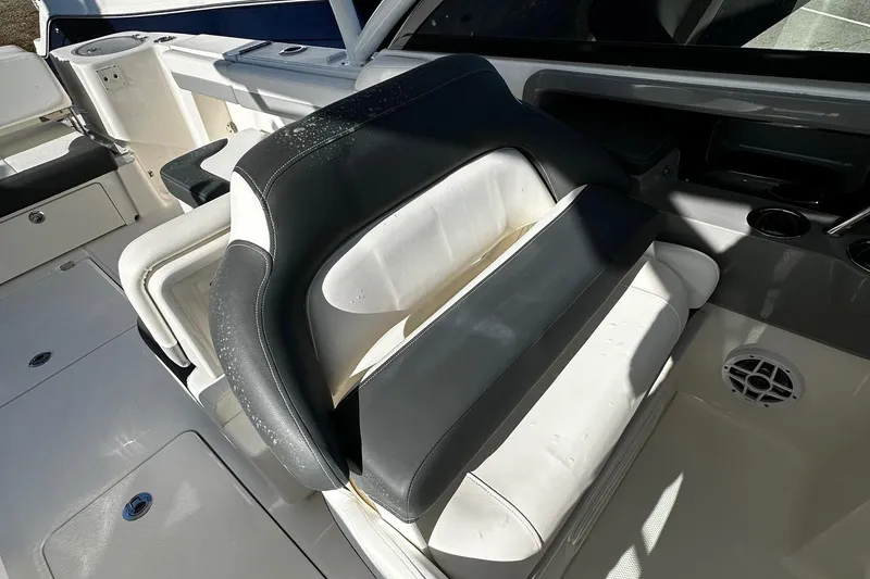 Slide: The Image of 2022 Robalo R317 Dual Console boat interior seating detail. - 19
