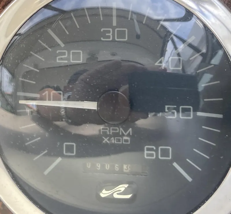 Slide: The Image of Close-up of 1999 Sea Ray 330 Express Cruiser RPM gauge. - 35