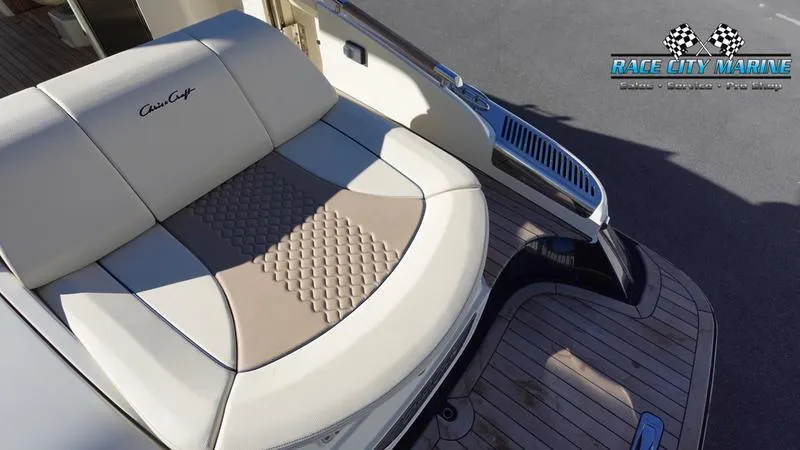 Slide: The Image of Chris-Craft 28GT 2025 boat seating with Race City Marine logo. - 11