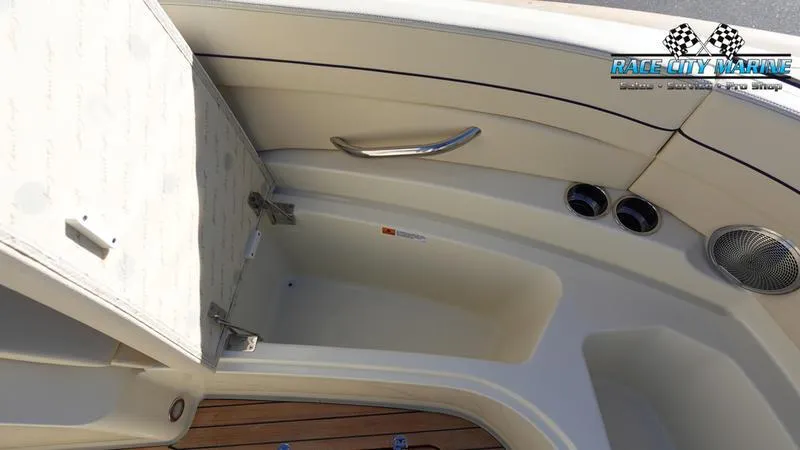 Slide: The Image of 2025 Chris-Craft 28GT boat interior storage compartment with sleek design and modern features. - 47