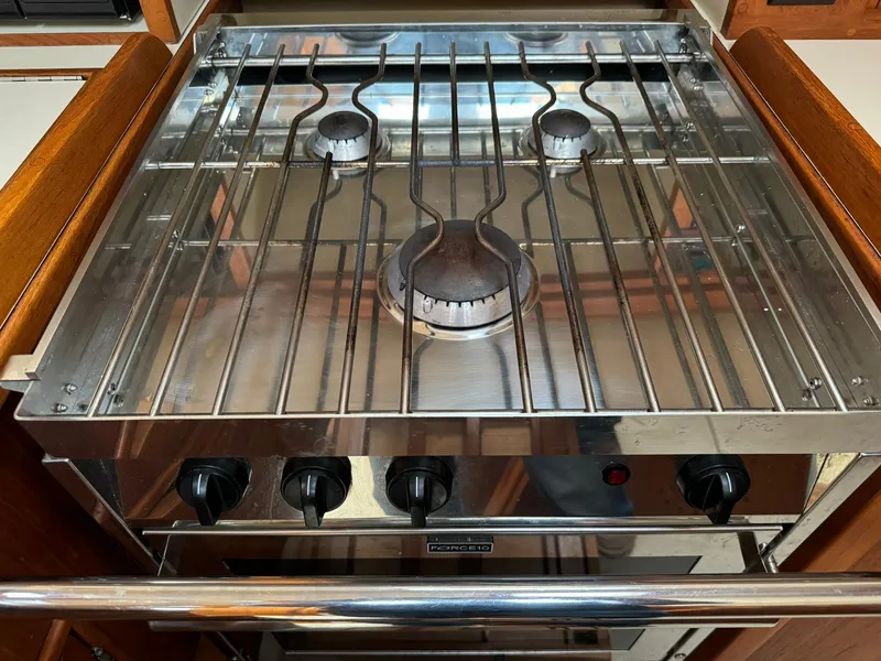 Slide: The Image of Stainless steel stove in 1998 Island Packet 40 yacht kitchen. - 40
