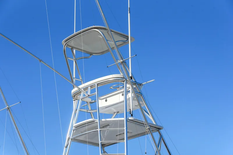 Slide: The Image of Whiticar 54 Sportfisherman 1963 tower against clear blue sky. - 5