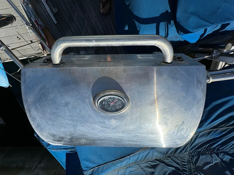 Slide: The Image of Stainless steel grill on 1984 Transpacific Marine Ketch deck. - 26