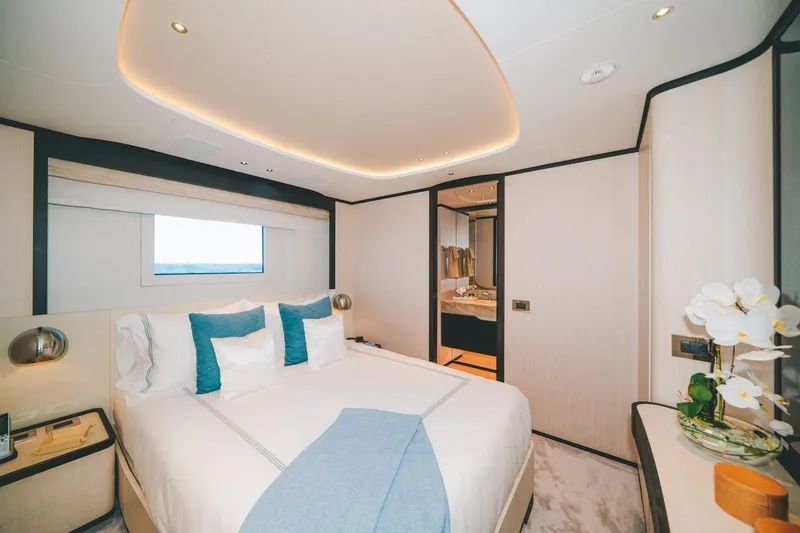 Slide: The Image of Luxurious bedroom interior on 2020 Benetti Delfino 95 yacht. - 42