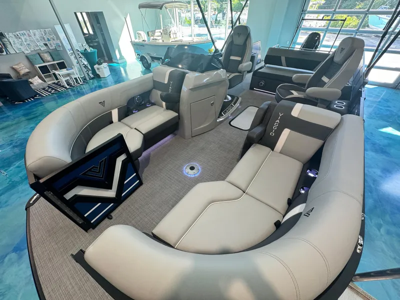 Slide: The Image of Luxurious 2025 Viaggio Lago Z-S boat interior with plush seating and modern design. - 10