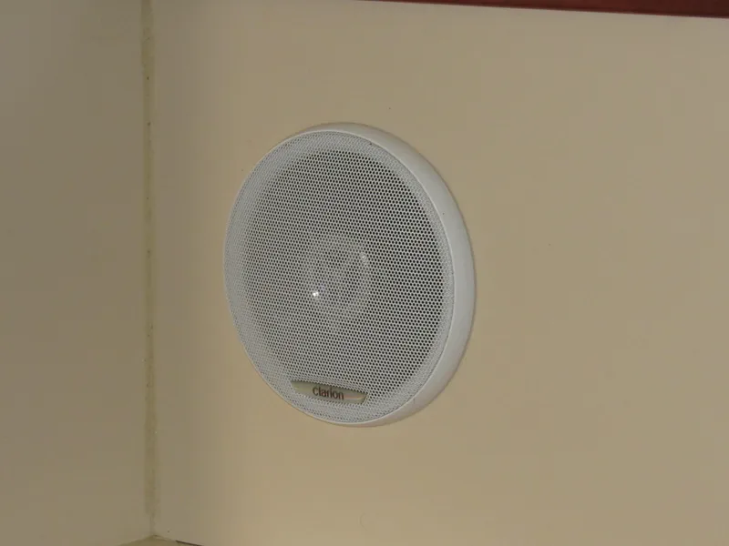 Slide: The Image of Clarion speaker installed in 2003 Cruisers Yachts 2870 Express interior. - 46