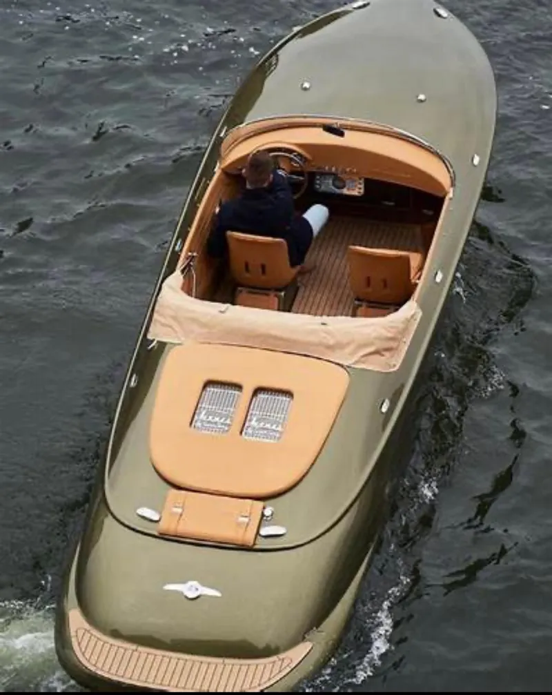 Slide: The Image of 2022 Seven Seas Yachts Speedster cruising on water, luxury design, top view. - 1