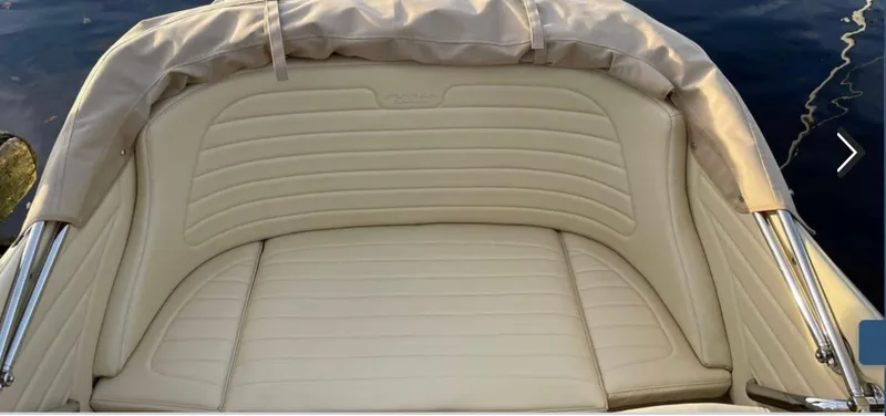 Slide: The Image of 2022 Seven Seas Yachts Speedster with luxurious beige leather seating. - 6