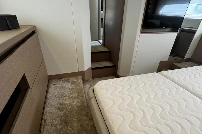 Slide: The Image of Luxurious bedroom interior of 2019 Prestige 460 Fly Bridge yacht. - 36
