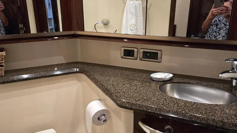Slide: The Image of Luxurious bathroom interior of 2007 Sea Ray 580 Sedan Bridge yacht. - 3
