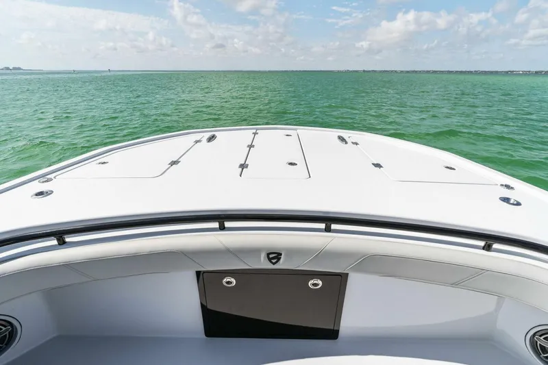 Slide: The Image of 2023 Barker Boatworks 40 High Performance Cat on open water. - 11
