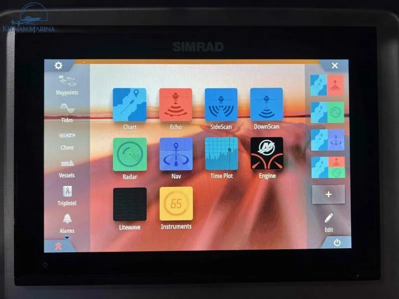 Slide: The Image of Simrad marine navigation display on 2023 Premier 250 Intrigue RF boat. - 14