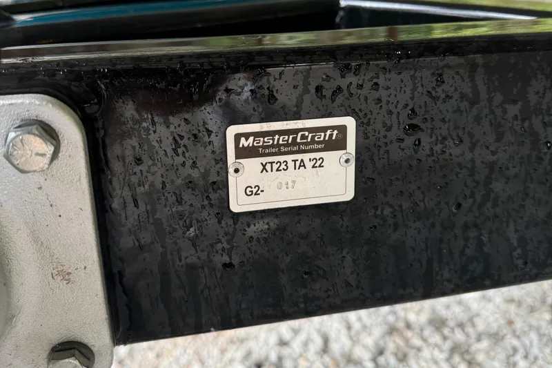 Slide: The Image of Close-up of a 2022 MasterCraft XT23 trailer serial number plate. - 6