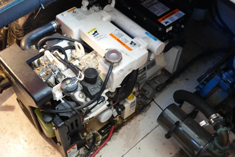 Slide: The Image of Engine compartment of a 1988 Trojan 10.8 Meter Sedan boat. - 14