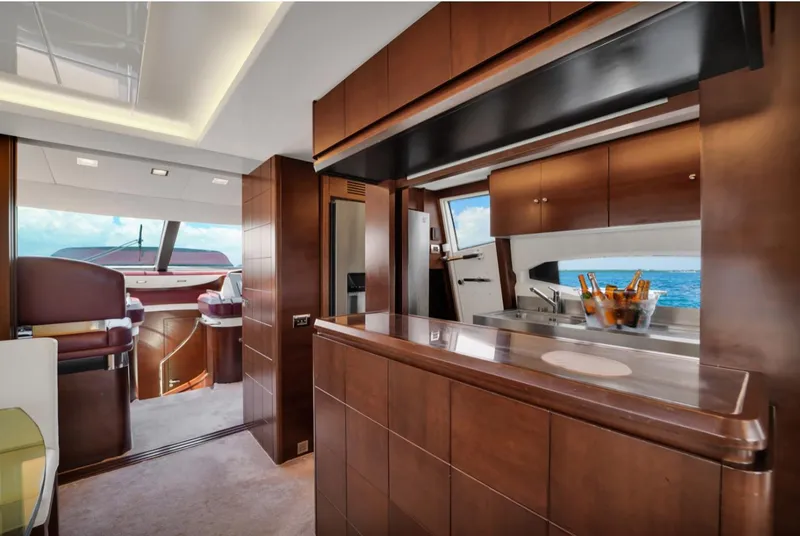 Slide: The Image of Luxurious interior of 2009 Azimut 75 yacht with modern kitchen and ocean view. - 21