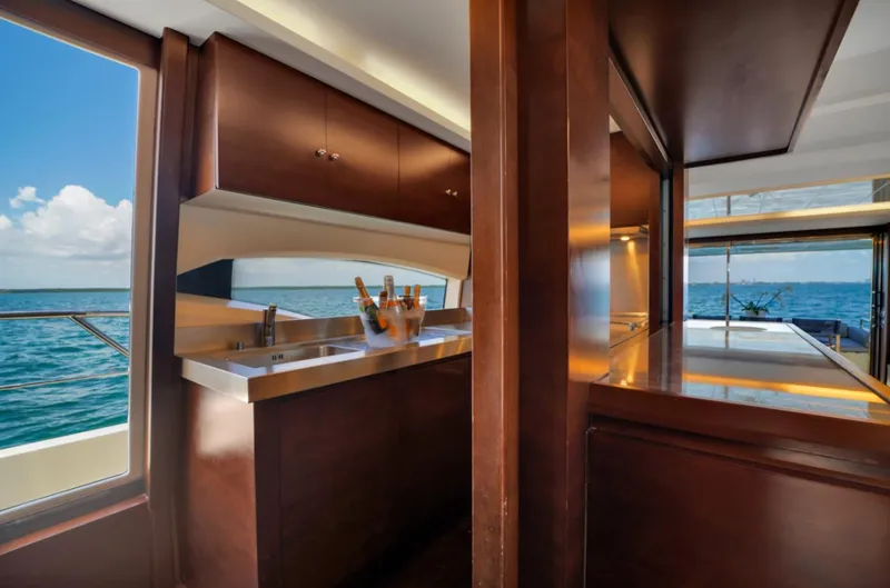 Slide: The Image of Luxurious interior of 2009 Azimut 75 yacht with ocean view and modern kitchen. - 22