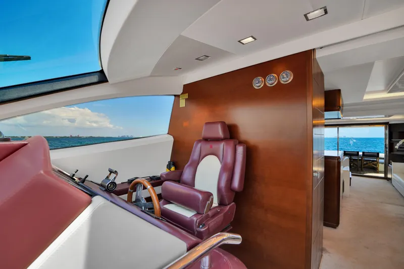 Slide: The Image of Luxurious interior of 2009 Azimut 75 yacht with leather seating and ocean view. - 26