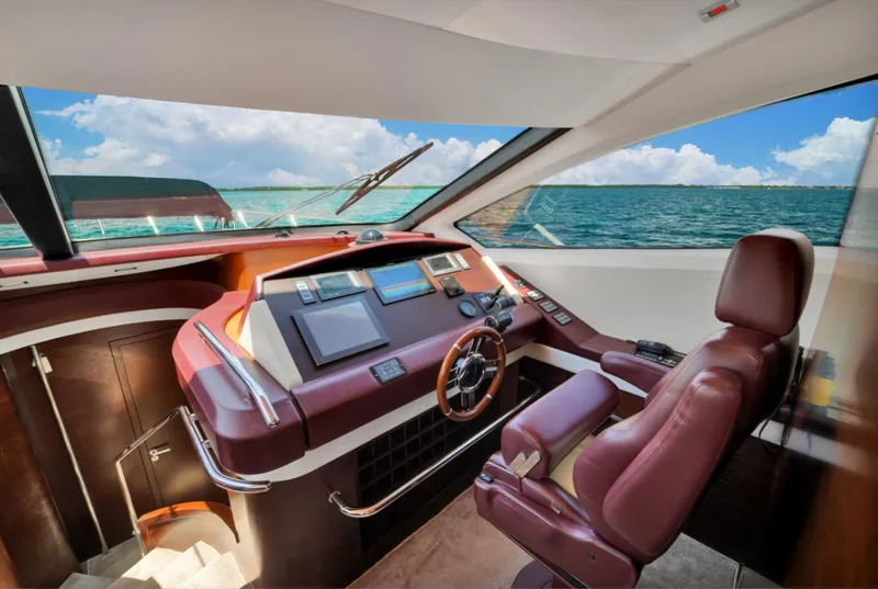Slide: The Image of Luxurious 2009 Azimut 75 yacht helm with ocean view and modern controls. - 28