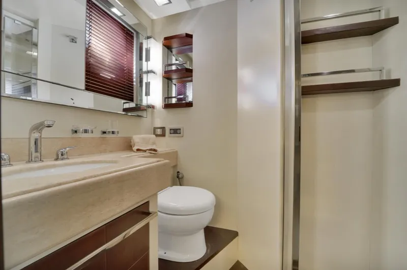 Slide: The Image of Luxurious bathroom in 2009 Azimut 75 yacht with modern fixtures and elegant design. - 37