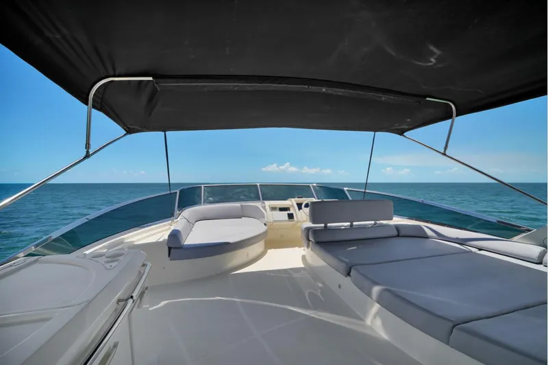 Slide: The Image of Luxurious 2009 Azimut 75 yacht deck with sun loungers and ocean view. - 48