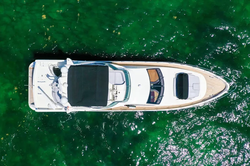 Slide: The Image of Aerial view of 2009 Azimut 75 yacht on vibrant green water. - 7
