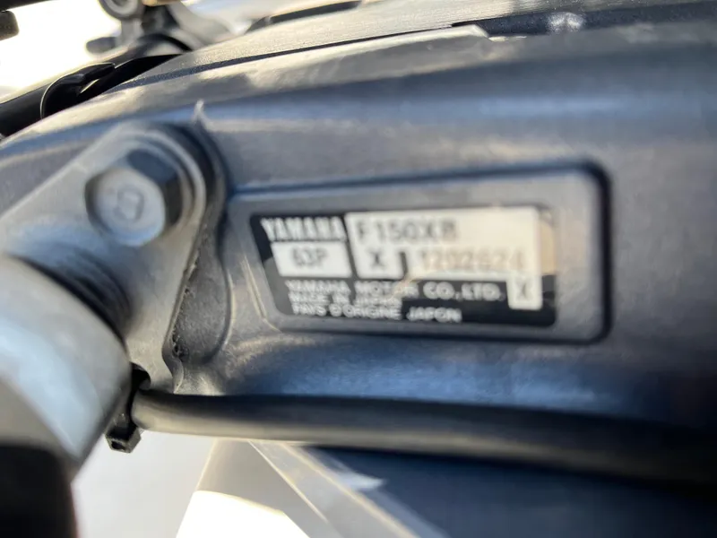 Slide: The Image of Close-up of Yamaha engine label on 2004 Boston Whaler 240 Outrage. - 22